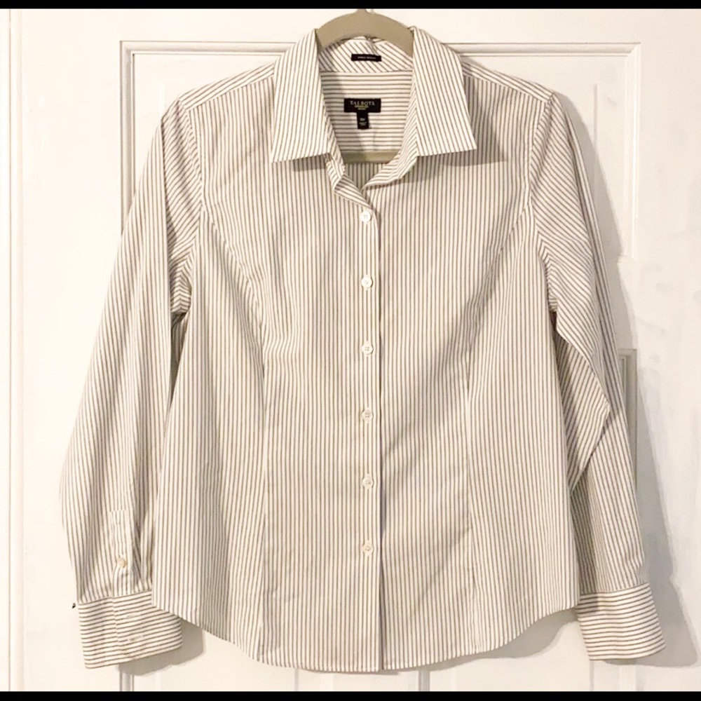 Talbots L/S Button up pinstripe Blouse